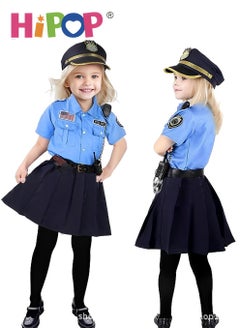 HIPOP Police Costumes for Kids,Dress Up Include Clothes,Hat,Paging Machine,Handcuffs,Role Cosplay,Party Pretend Play for Kids  - Image 1