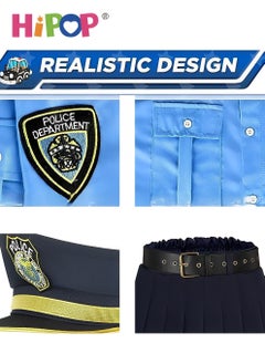 HIPOP Police Costumes for Kids,Dress Up Include Clothes,Hat,Paging Machine,Handcuffs,Role Cosplay,Party Pretend Play for Kids  - Image 4