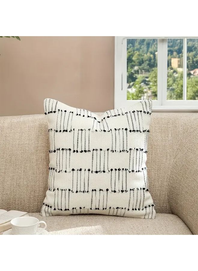 Boho Jacquard Throw Pillow Cover 17 72x17 72 Inch Beige Zippered Machine Washable - Image 1