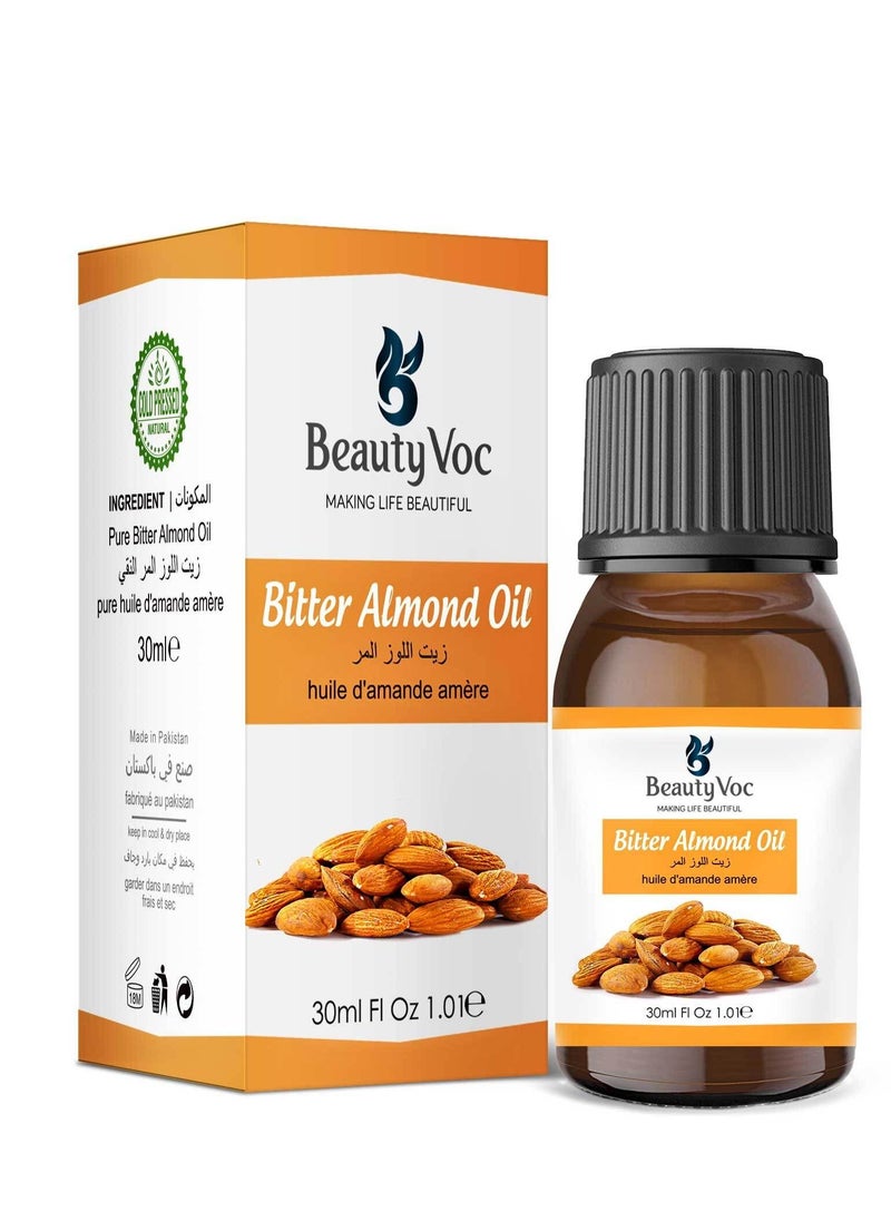 BEAUTY VOC - Bitter Almond Oil Nourish, Revitalize, and Transform, Enriched Fatty Acids, Vitamins, and Antioxidants Moisturizes and Revitalizes the Skin, Hair Growth, and Imparts Natural Glow. 30ml - Image 1