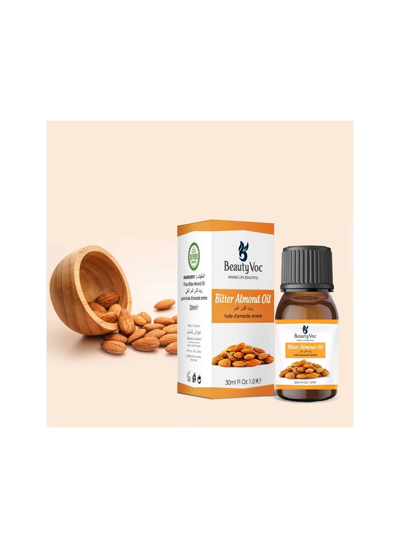 BEAUTY VOC - Bitter Almond Oil Nourish, Revitalize, and Transform, Enriched Fatty Acids, Vitamins, and Antioxidants Moisturizes and Revitalizes the Skin, Hair Growth, and Imparts Natural Glow. 30ml - Image 1