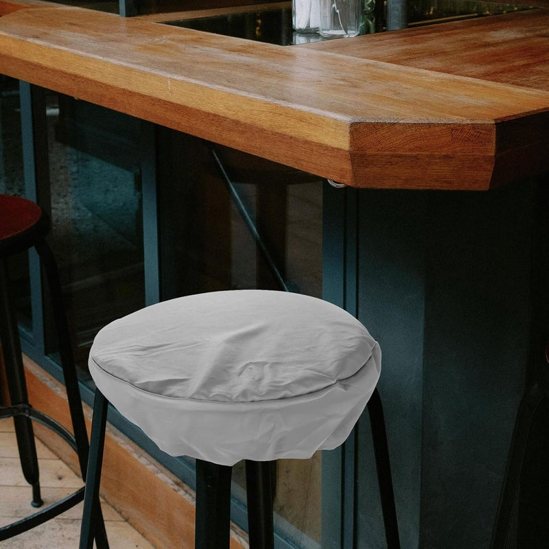 Bar Stool Cover and Cushion Slipcover, Waterproof and Oil-Resistant Gray Fabric, Washable Seat Protector for Kitchen, Bar, Dining Room, Suitable Round Stools and Office - Image 5