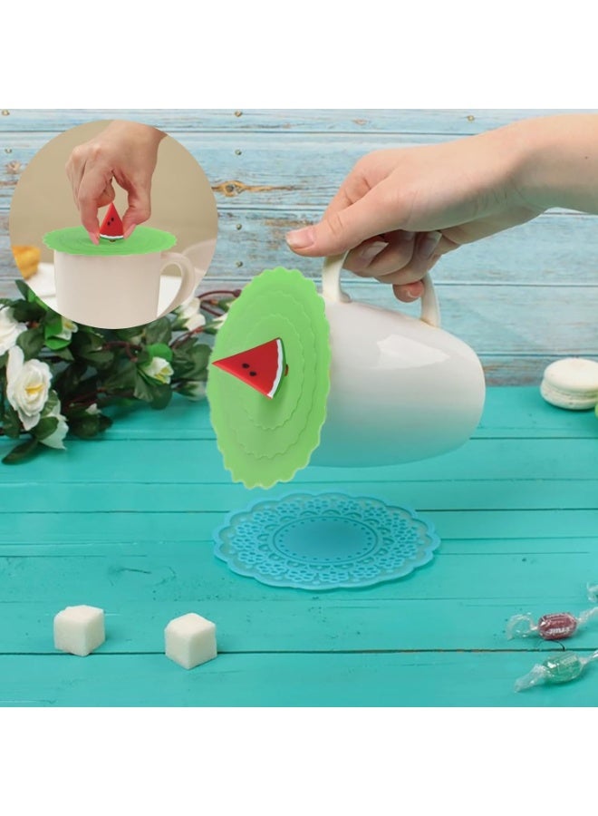 مجموعة أغطية أكواب مرنة من السيليكون مكونة من 3 قطع، للمشروبات، للأكواب الزجاجية وأكواب القهوة والشاي والمشروبات القابلة لإعادة الاستخدام، مضادة للتلف - متعددة الاشكال - Image 2