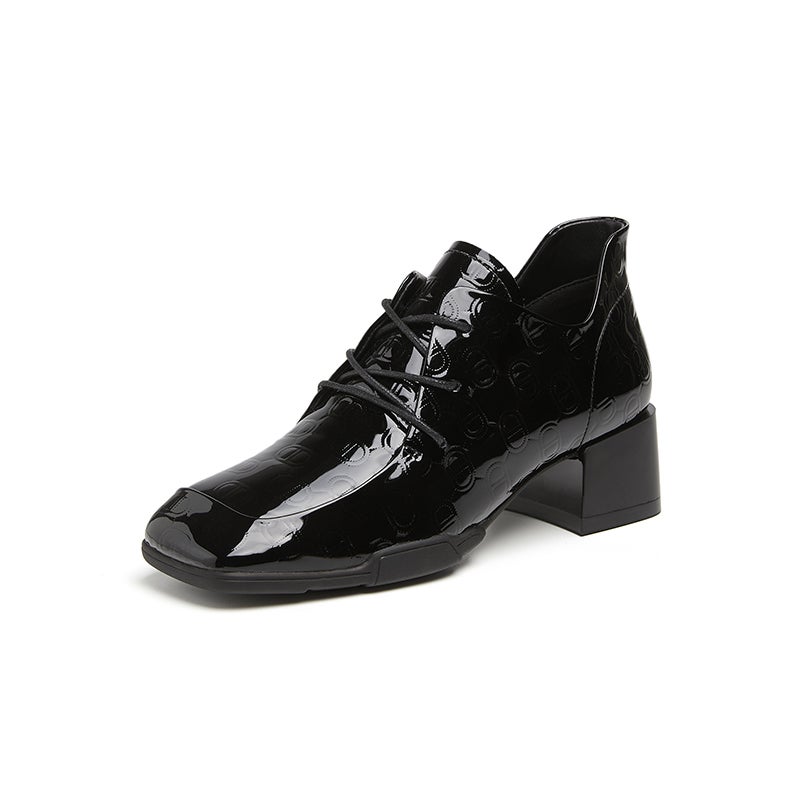 ST&SAT Cow Leather Chunky Heel High Heels 5CM Women's - Image 2