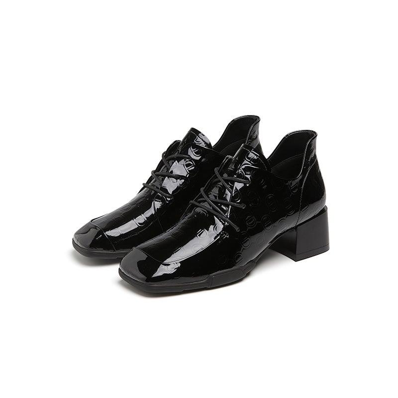 ST&SAT Cow Leather Chunky Heel High Heels 5CM Women's - Image 3