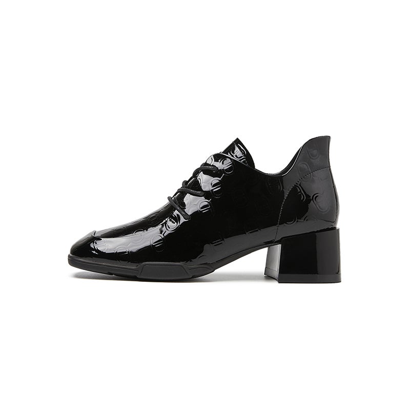 ST&SAT Cow Leather Chunky Heel High Heels 5CM Women's - Image 1