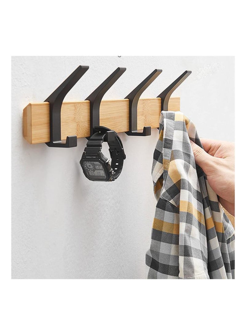SYOSI Wooden Coat Rack Wall Mounted, Aluminum Wall Mounted Coat Hook Wall Mounted Coat Rack Home Decor Coat Hook Durable Wooden Wall Coat Rack Wall Decor Coat Rack for Hanging Coats, Hats, Bags, Keys  - Image 3