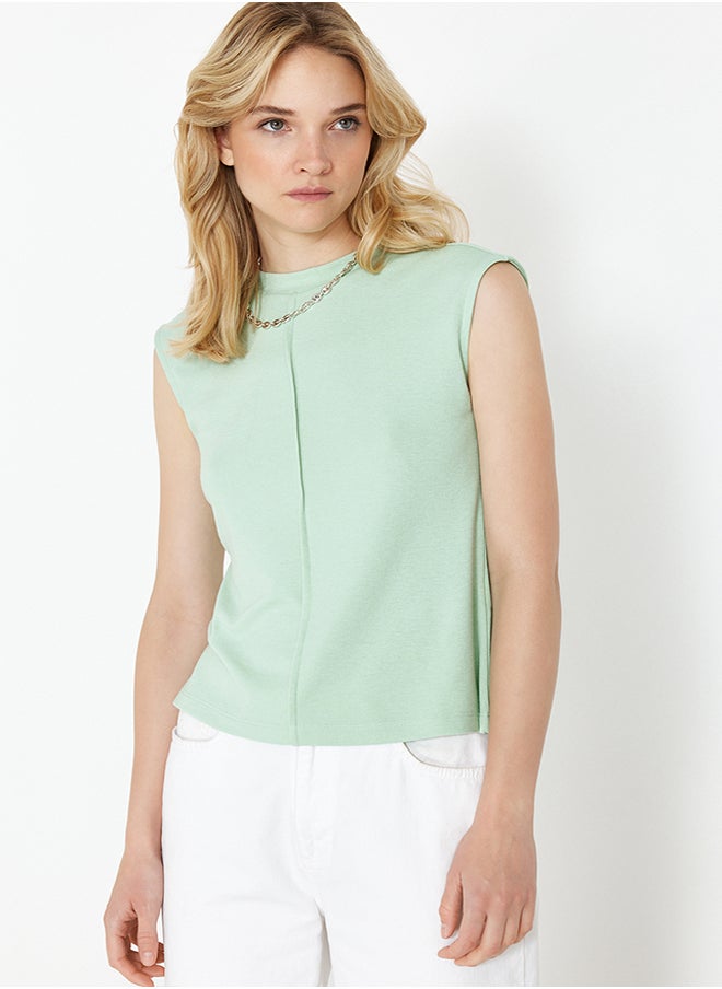 trendyol - Mint Viscose/Soft Fabric Fitted Stretchy Knitted Blouse TWOSS24BZ00432 - Image 1