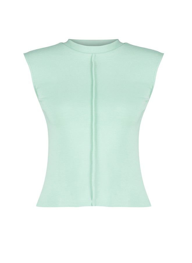 trendyol - Mint Viscose/Soft Fabric Fitted Stretchy Knitted Blouse TWOSS24BZ00432 - Image 1
