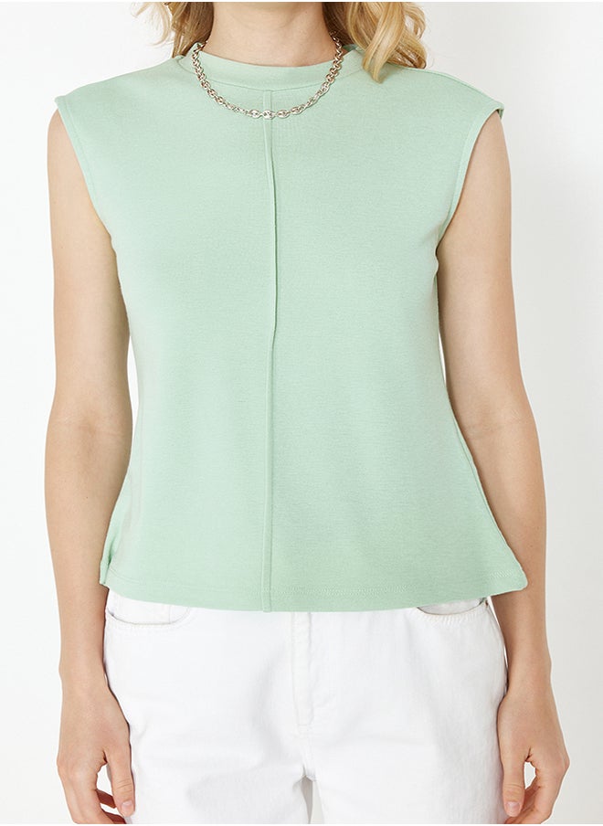 trendyol - Mint Viscose/Soft Fabric Fitted Stretchy Knitted Blouse TWOSS24BZ00432 - Image 1