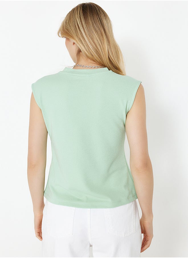 trendyol - Mint Viscose/Soft Fabric Fitted Stretchy Knitted Blouse TWOSS24BZ00432 - Image 1
