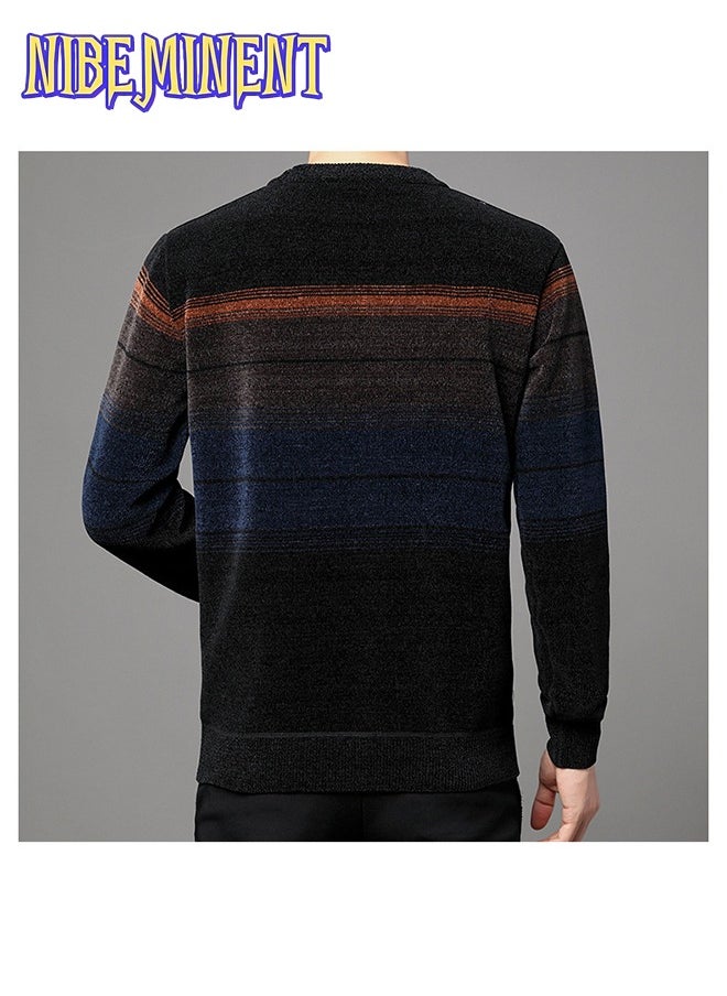 NIBEMINENT All Match Knitted Color Block Sweater, Men's Casual Warm High Stretch Crew Neck Pullover Sweater For Men Fall Winter  - Image 3