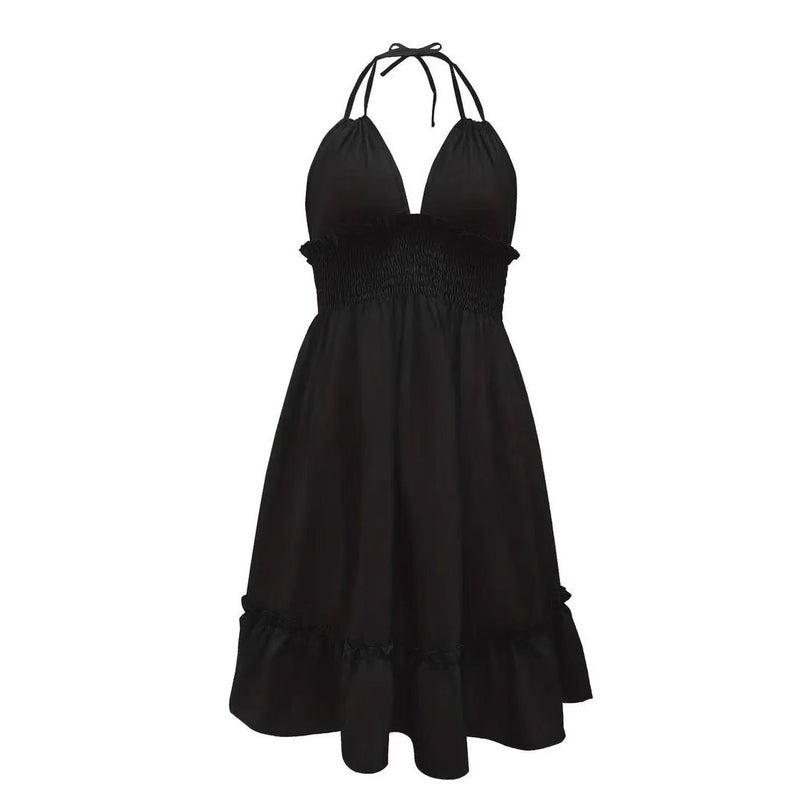 Women's Deep V Tie Strap Ruffle Dress - Image 5