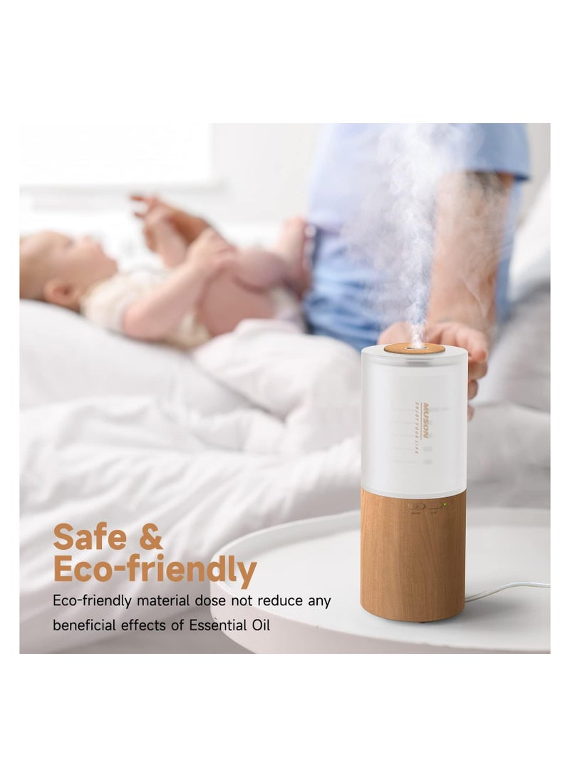 MUSON Mini Essential Oil Diffuser Aroma Cool Mist Humidifier for Car Office Sleep Travel, Ultrasonic Aromatherapy Diffuser with Warm Night Light, Ultra Quiet/Auto Shutoff/USB Powered  - Image 2