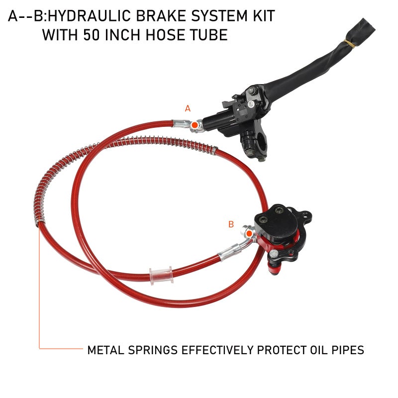 Relibupdater Hydraulic Brake System kit with 50 inch Hose Tube,Brake Pads,Brake Caliper Compatible with Baja Doodle Bug DB30R Mini Bike 212CC,SX500 Razor Electric dirt bike 79cc 97cc 100cc Go Karts - Image 5