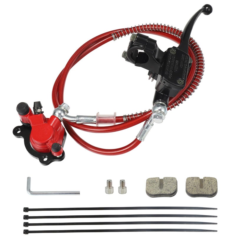 Relibupdater Hydraulic Brake System kit with 50 inch Hose Tube,Brake Pads,Brake Caliper Compatible with Baja Doodle Bug DB30R Mini Bike 212CC,SX500 Razor Electric dirt bike 79cc 97cc 100cc Go Karts - Image 1