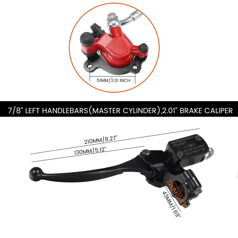 Relibupdater Hydraulic Brake System kit with 50 inch Hose Tube,Brake Pads,Brake Caliper Compatible with Baja Doodle Bug DB30R Mini Bike 212CC,SX500 Razor Electric dirt bike 79cc 97cc 100cc Go Karts - Image 4