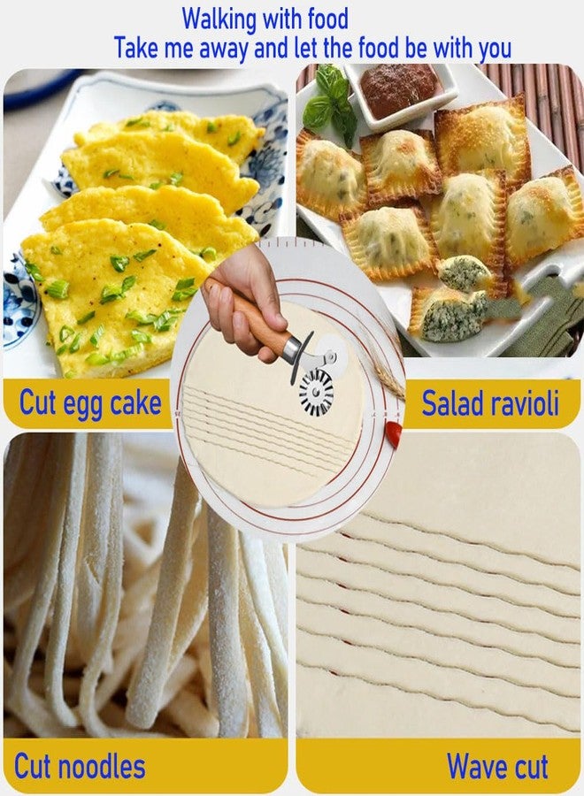 MTOMDY Stainless Steel Double Roller Pastry Wheel Cutter with Long Wooden Handle,Pizza,Ravioli Wheel,Multipurpose Pasta Cutter Wheel for Kitchen - Image 5