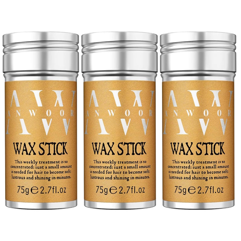 ANWOOR Hair Wax Stick 3PCS  Wax stick for Hair Wigs Edge Control Hair Wax Stick for Flyaways Taming Frizz Hair Styling Slick Stick for Pomade  NoGreasy 27 Oz
