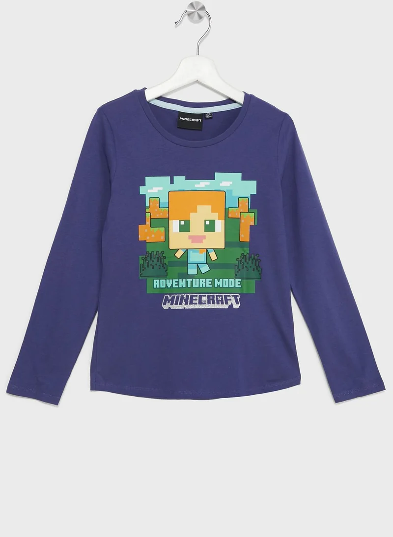 MINECRAFT Minecraft Girls  Printed Long Sleeve T-Shirt