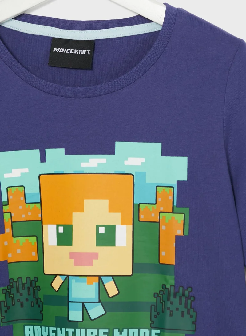 MINECRAFT Minecraft Girls  Printed Long Sleeve T-Shirt