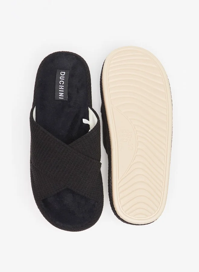 DUCHINI Men Textured Bedroom Slide Slippers