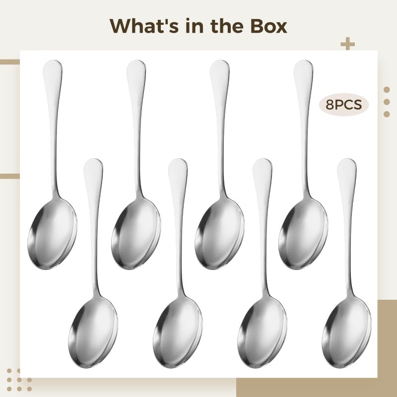Large Stainless Steel Serving Spoons 8 Pcs Set For Buffet Catering And Parties - Image 3