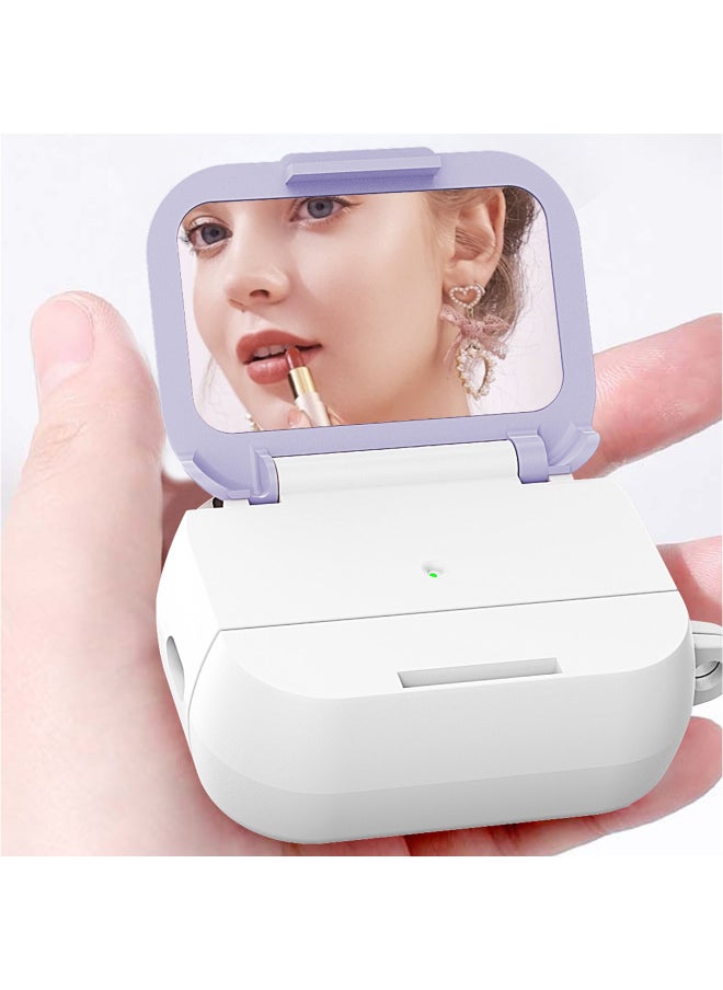 Generic - For AirPods 4 Headphone Set Creative Makeup Mirror For Apple1/2/3 Generation Pro2 Bluetooth Mobile Phone Bracket Simple-Colour:Cosmetic Mirror + Stand Hard Case - Wavy Black + Green-Model:Airpods 4 (protective Case) - Image 1