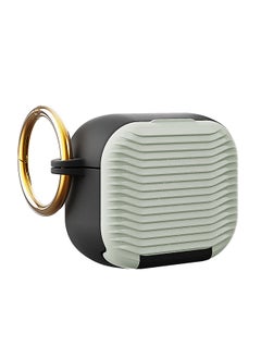 For AirPods 4 Headphone Set Creative Makeup Mirror For Apple1/2/3 Generation Pro2 Bluetooth Mobile Phone Bracket Simple-Colour:Cosmetic Mirror + Stand Hard Case - Wavy Black + Green-Model:Airpods 4 (protective Case)