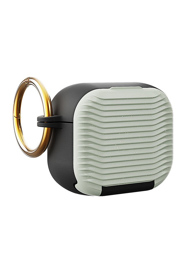 Generic - For AirPods 4 Headphone Set Creative Makeup Mirror For Apple1/2/3 Generation Pro2 Bluetooth Mobile Phone Bracket Simple-Colour:Cosmetic Mirror + Stand Hard Case - Wavy Black + Green-Model:Airpods 4 (protective Case) - Image 1