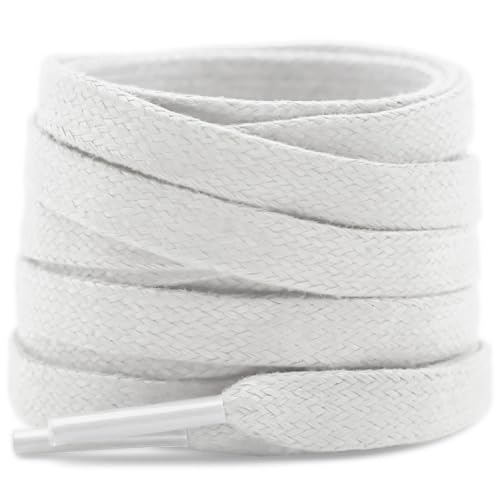 YFINE Flat Waxed Shoe Laces Sneakers White Shoelaces for MenWomen Boot 2 Pair 31 Inch - Image 1