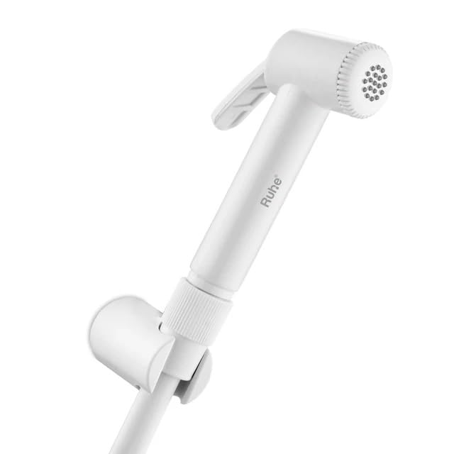 Ruhe® Plain White ABS Health Faucet Set for Bathroom/Handheld Jet Spray for Toilet | Health Faucet Spray Gun with 1 Meter Ultra Flexible Hose (ABS) Pipe and Wall Hook/Holder | White Color - Image 3