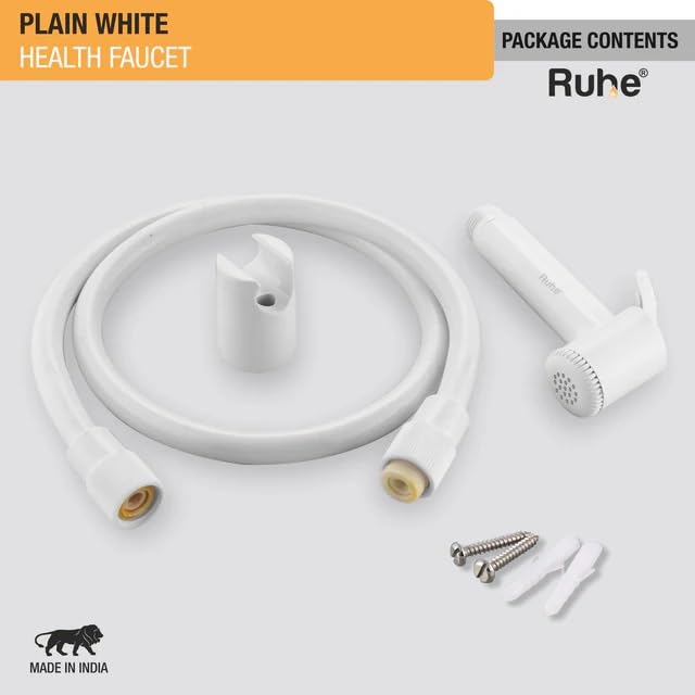 Ruhe® Plain White ABS Health Faucet Set for Bathroom/Handheld Jet Spray for Toilet | Health Faucet Spray Gun with 1 Meter Ultra Flexible Hose (ABS) Pipe and Wall Hook/Holder | White Color - Image 4