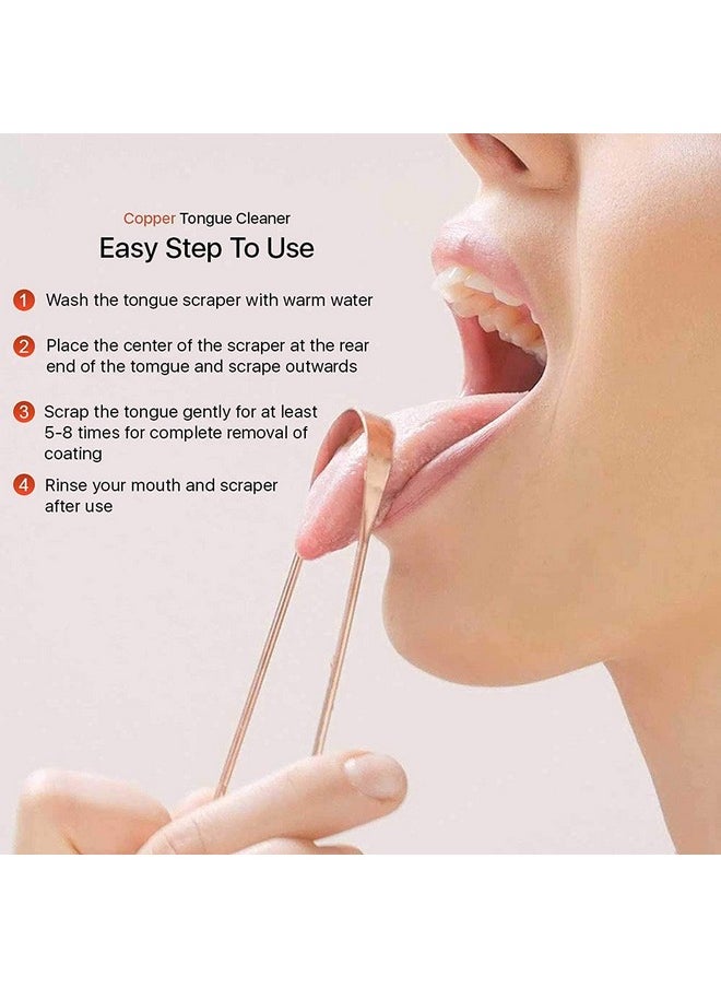 WHOLELIFEOBJECTS Pure Copper Tongue Scraper Cleaner | Perfect Surgical Tongue Scraper | Best Remedy for Bad Breath | Maintains Oral Hygiene| Flexible Handle and Comfortable Grip - Set of 4 Pieces  - Image 3