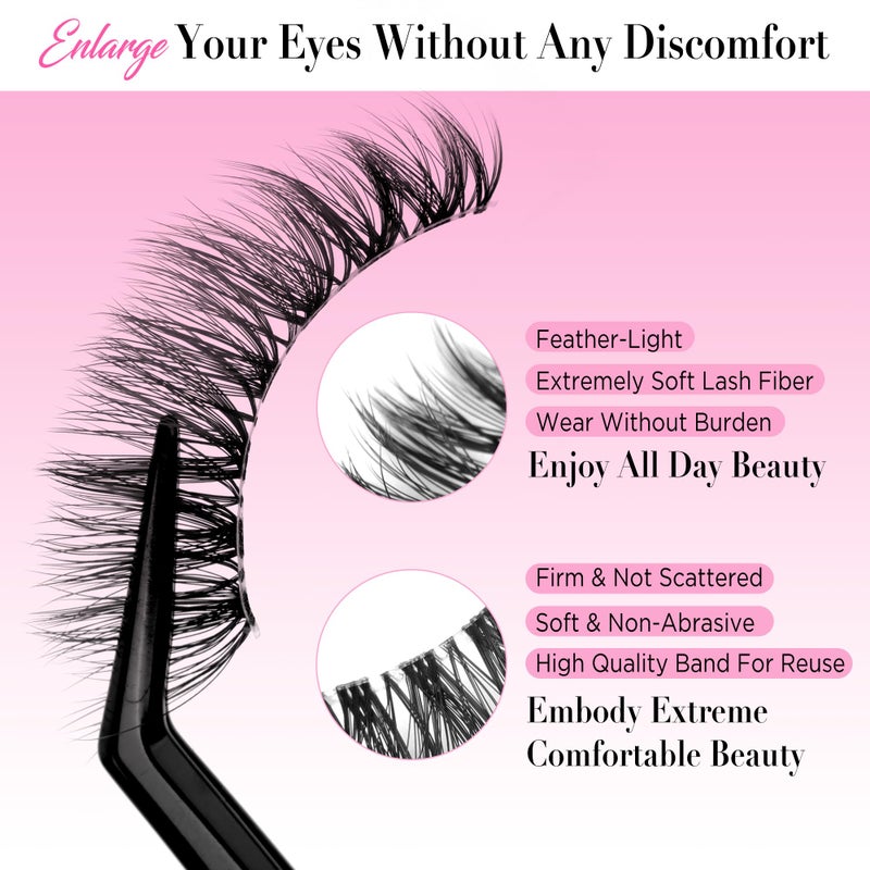 BEPHOLAN Eyelashes Natural Look False Lashes - Bepholan Fake Eyelashes 5D Super Fluffy False Eyelashes Clear Band Wispy Lashes 3-Pack Faux Mink Lashes(XMZ92) - Image 3