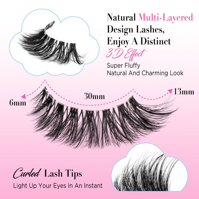 BEPHOLAN Eyelashes Natural Look False Lashes - Bepholan Fake Eyelashes 5D Super Fluffy False Eyelashes Clear Band Wispy Lashes 3-Pack Faux Mink Lashes(XMZ92) - Image 2