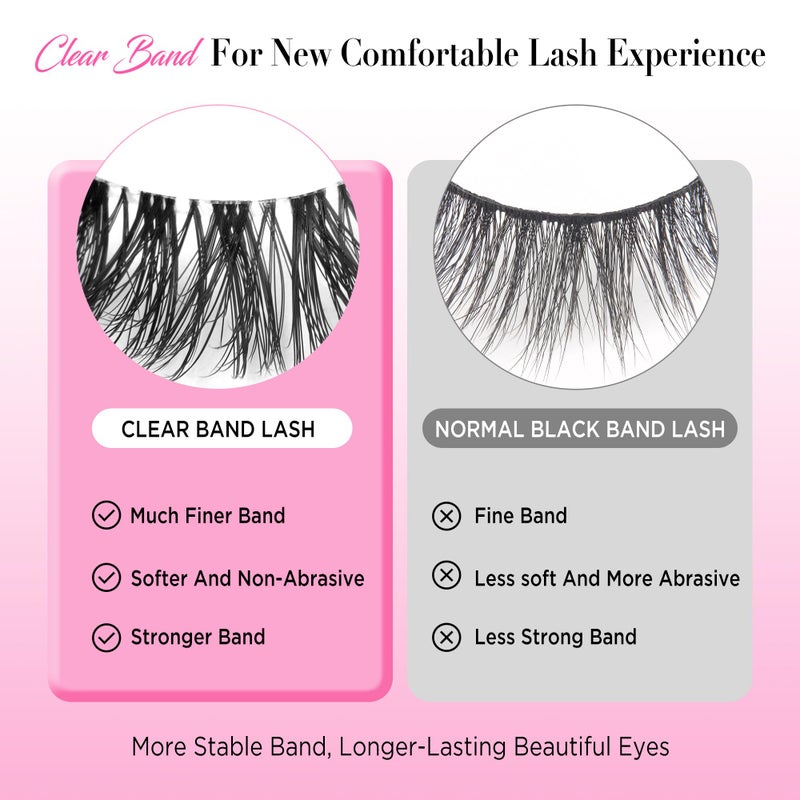 BEPHOLAN Eyelashes Natural Look False Lashes - Bepholan Fake Eyelashes 5D Super Fluffy False Eyelashes Clear Band Wispy Lashes 3-Pack Faux Mink Lashes(XMZ92) - Image 5