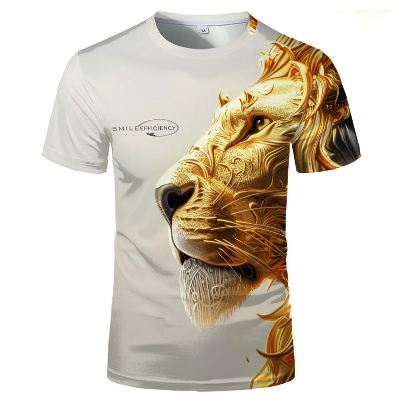 2024 New Lion 3D Stereo Printing Adult Men'S T-Shirt Pullover Short-Sleeved T-Shirt - Image 5