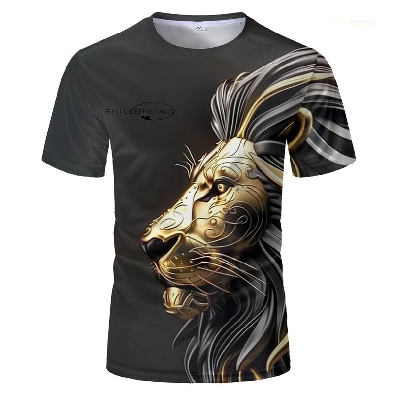 2024 New Lion 3D Stereo Printing Adult Men'S T-Shirt Pullover Short-Sleeved T-Shirt - Image 4