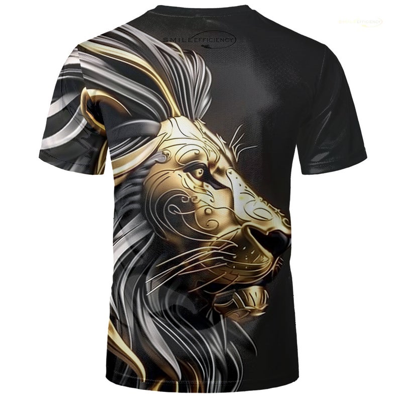 2024 New Lion 3D Stereo Printing Adult Men'S T-Shirt Pullover Short-Sleeved T-Shirt - Image 3