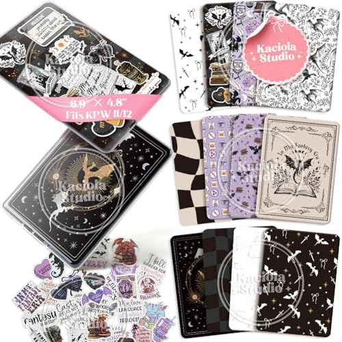 Kaciola 12PCS Inserts Cardstock for E-Reader, 50PCS Stickers for Clear Case Insert, 6.9"x4.8" Fantasy Theme Inserts Compatible with Paper White 11th-12th Gen, E-Reader Gift for Booklover Reader - Image 1