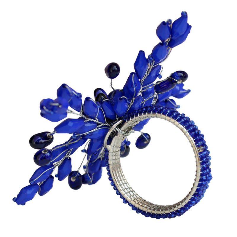 ITOS365 Napkin Rings Set of 12 for Dining Table Decoration Parties Everyday Metal Napkin Holder Leaf Blue (Pack of 12) - Image 3