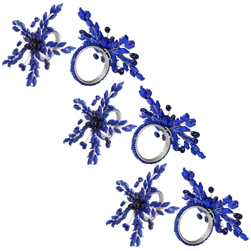 ITOS365 Napkin Rings Set of 12 for Dining Table Decoration Parties Everyday Metal Napkin Holder Leaf Blue (Pack of 12) - Image 2
