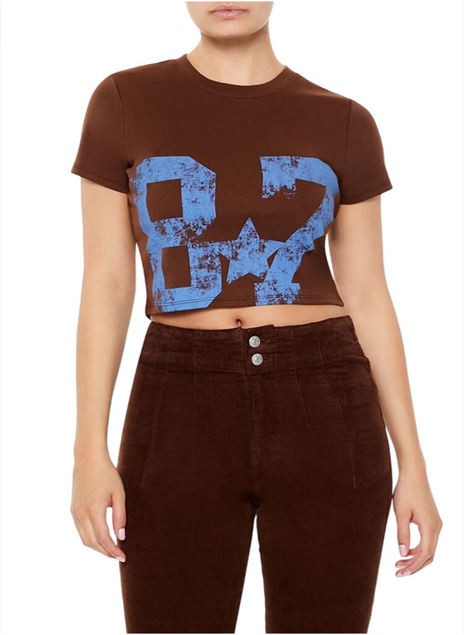FOREVER 21 - Ribbed Knit 87 Graphic Baby Tee - Image 1