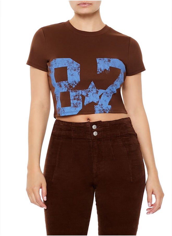 FOREVER 21 - Ribbed Knit 87 Graphic Baby Tee - Image 1