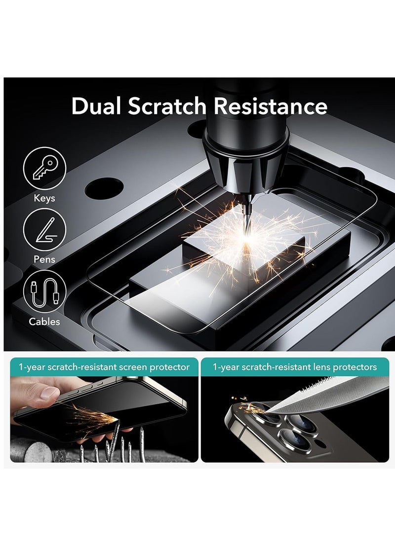 لحامي شاشة iPhone 15 Pro Max مكون من 3 حماة للشاشة من الزجاج المقوى ومجموعة واحدة من حماة عدسة الكاميرا. تمتاز بحواف منحنية بزاوية 2.5D ومقاومة للخدوش - Image 5