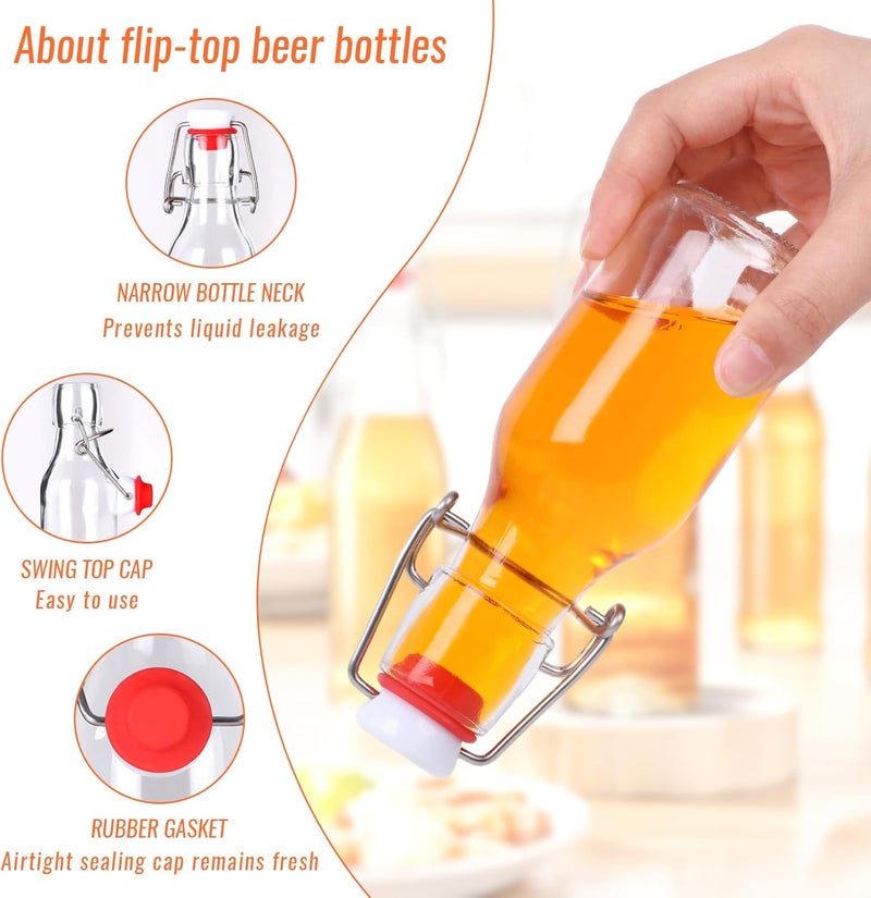 SZUAH 4 oz Flip Top Glass Bottle 12Pack, Swing Top Glass Bottles with Stopper for Home Brewing, Various liquids, Syrup Vanilla Extract,Brew Beer, 120ml Clear Air Tight Bottles (4 fl.oz, 12Pack) - Image 2