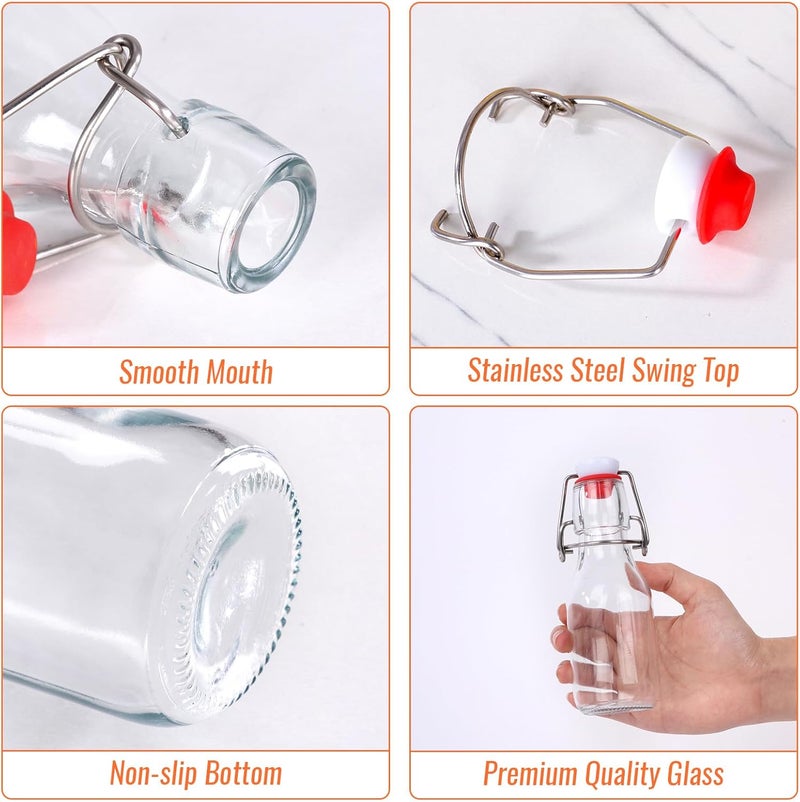 SZUAH 4 oz Flip Top Glass Bottle 12Pack, Swing Top Glass Bottles with Stopper for Home Brewing, Various liquids, Syrup Vanilla Extract,Brew Beer, 120ml Clear Air Tight Bottles (4 fl.oz, 12Pack) - Image 5