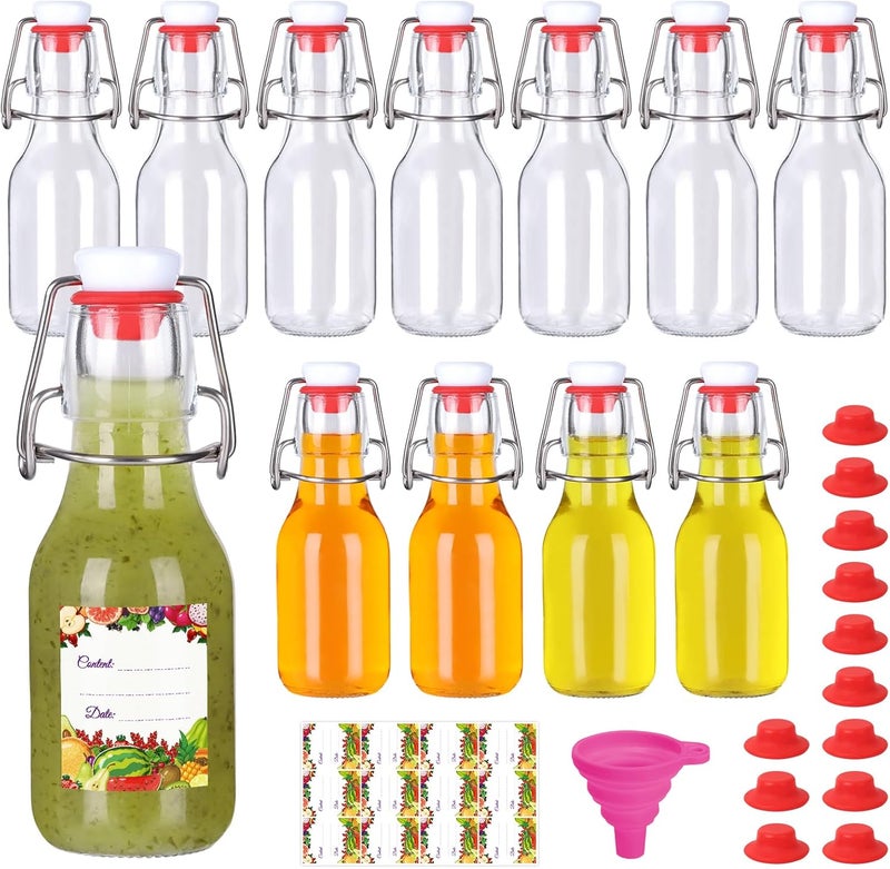 SZUAH 4 oz Flip Top Glass Bottle 12Pack, Swing Top Glass Bottles with Stopper for Home Brewing, Various liquids, Syrup Vanilla Extract,Brew Beer, 120ml Clear Air Tight Bottles (4 fl.oz, 12Pack) - Image 1
