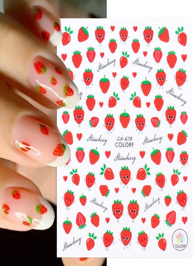 Macute Summer Nail Art Stickers 3D Fruit Self Adhesive Nail Stickers Nail Art Supplies Avocado Strawberry Cherry Pineapple Lemon Fruit Nail Decals 3D Small Fresh Nail Decorations Set for Women (6 Sheets) - Image 2